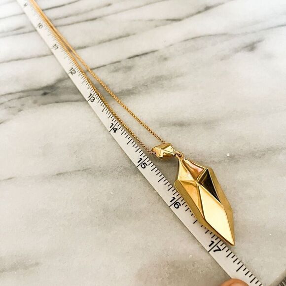 Cole Haan Geometric Gold Pendant Necklace, NWT Long Chain, Retail $98 - Picture 7 of 7